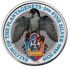 2 Unzen Silber Queens Beasts Falcon 2018 High Relief Gilded Teilvergoldet