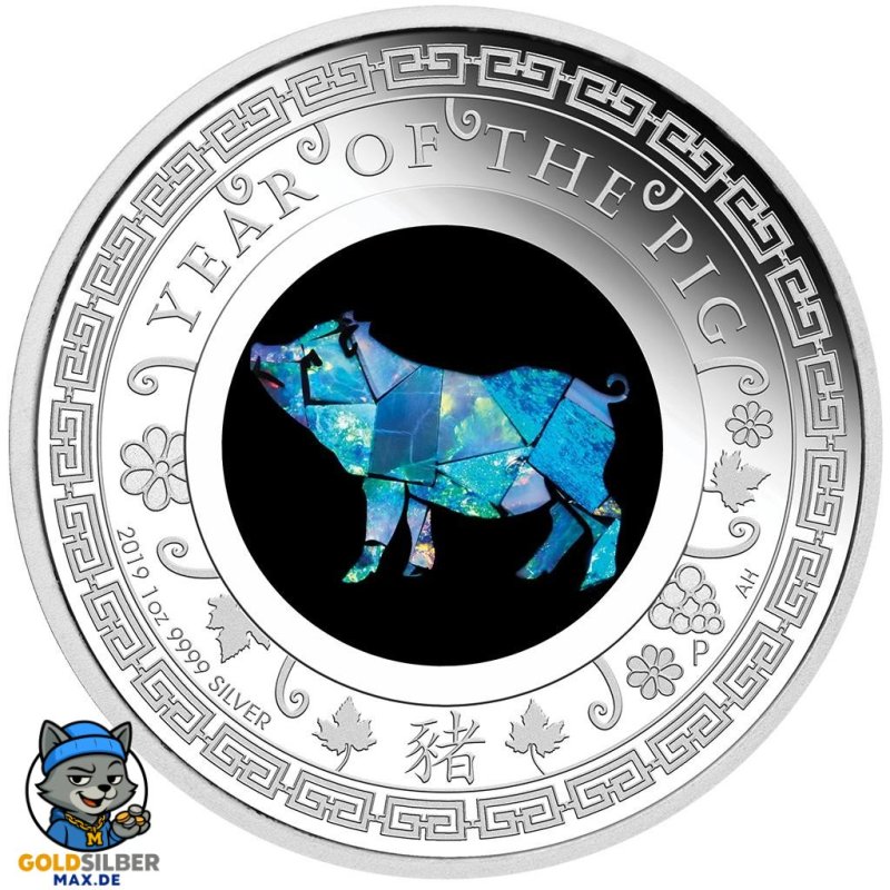 1 Unze Silber Lunar Opal Serie Hund Dog 