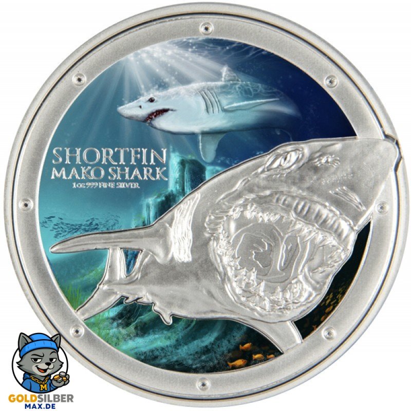 1 Unzen Silber Kurzflossen Makohai Nieu Box PP