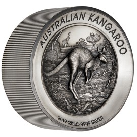 2 kg Silber Känguru 2019 Antique Finish High Relief
