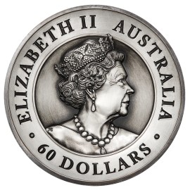 2 kg Silber Australischer Känguru 2019 High Relief Antique Finish