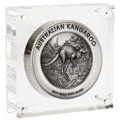 2 kg Silber Australischer Känguru 2019 High Relief Antique Finish