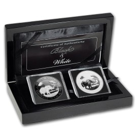 2 x 1oz Somalia Elefant Set Black & White 2019
