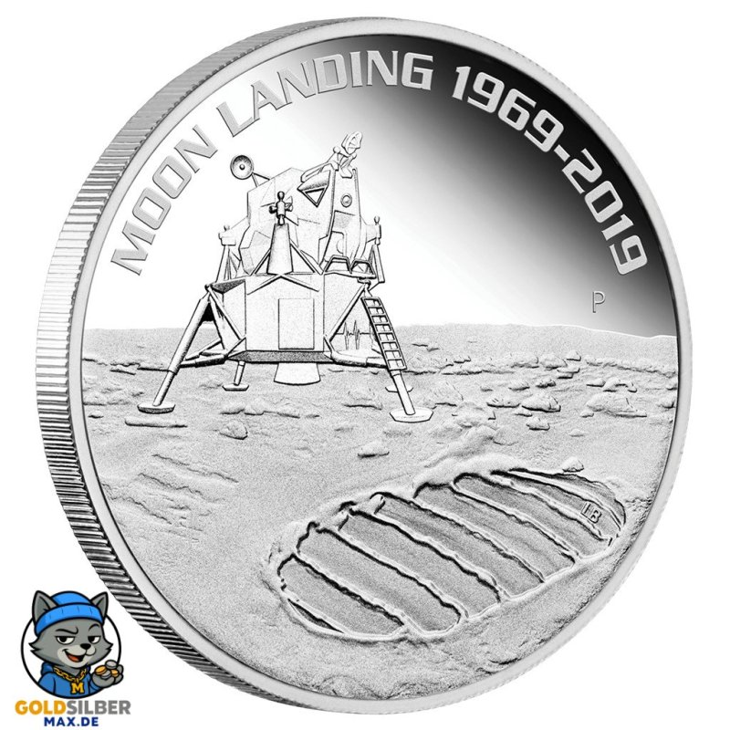 1 Unze Silber 50 Jahre Mondlandung 2019 PP 