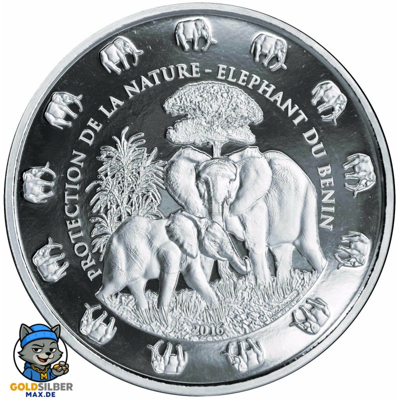 1 Kilo Silber Benin Elefant 2016 PP nur 99 stk. Selten