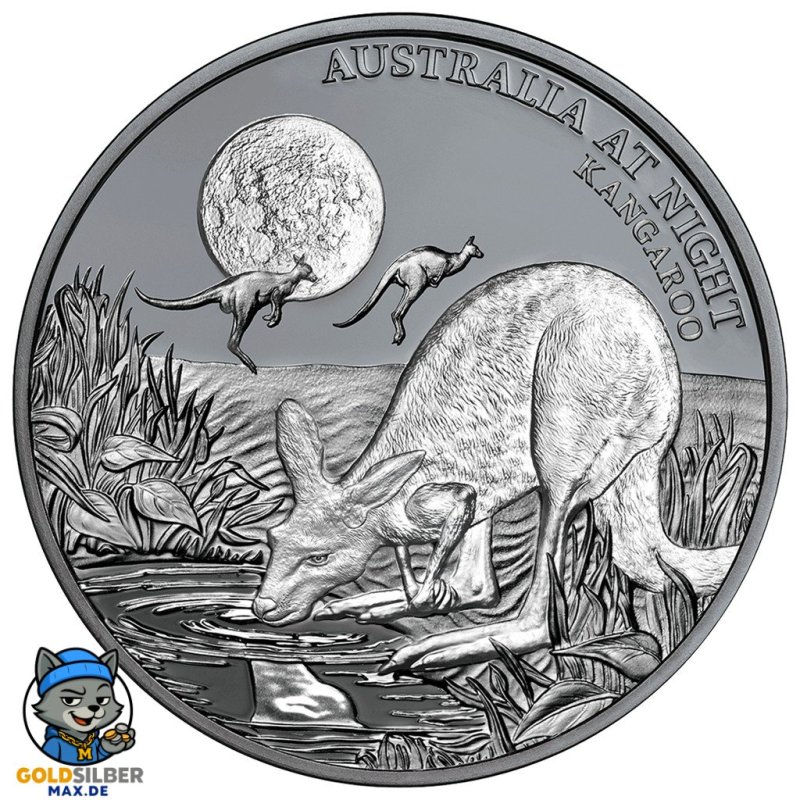 1 Unze oz Silber Känguru Niue Box 2019 Australien bei Nacht