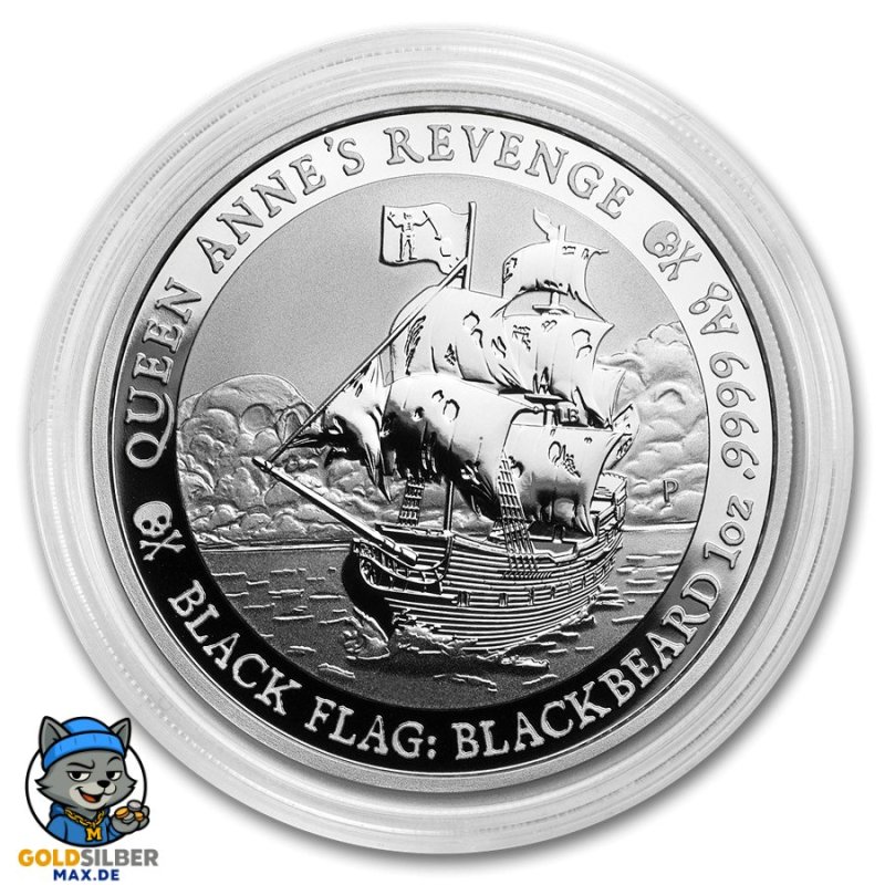 1 Unze Silbermünze Tuvalu Piratenschiff Queen Anne's Revenge 2019  Tuvalu
