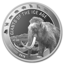 1 Unze Silber Wollmammut Ghana 2019