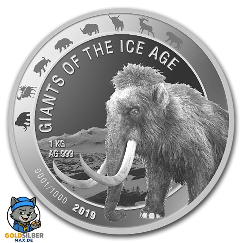 1 Unze Silber Wollmammut Ghana 2019