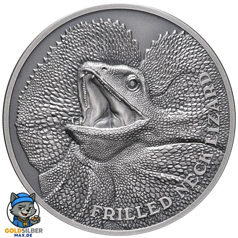 1 Unze oz Silber Kragenechse Niue Box 2020 