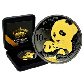 1 Unze Silber China Panda 2018 Gold Black Empire