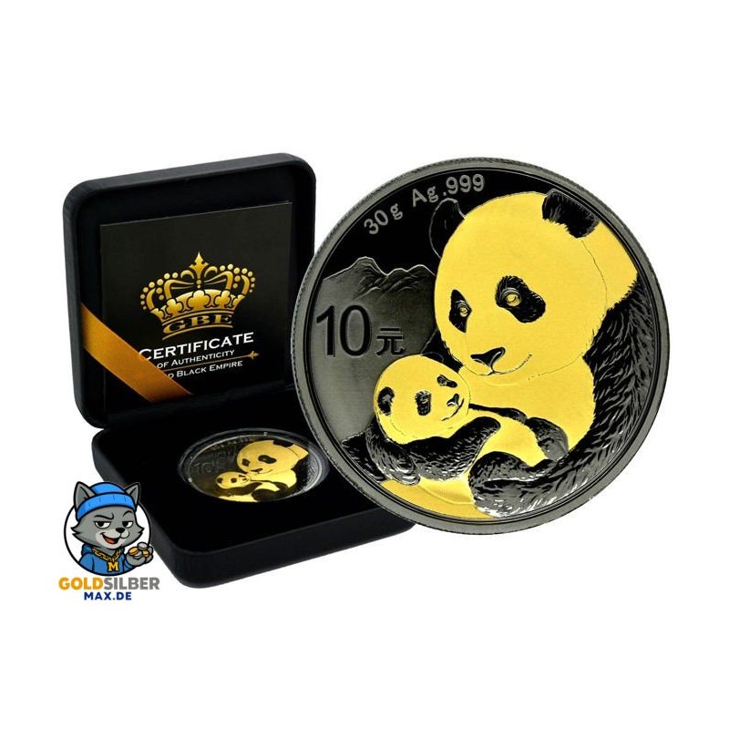 1 Unze Silber China Panda 2018 Gold Black Empire