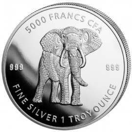 1 Unze Silber Tschad Mandala Elefant 2019 BU