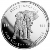 1 Unze Silber Tschad Mandala Elefant 2019 BU