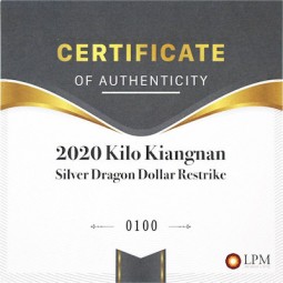 1 kg Silber 2020 China 1 oz Silver Dragon Dollar Restrike (PU)