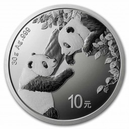 China Panda 2021  30 gr Gramm Silber Silbermünze