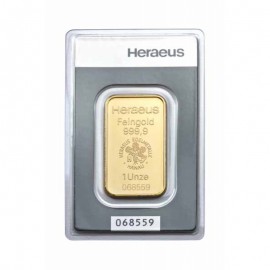1 unze oz Goldbarren Heraeus