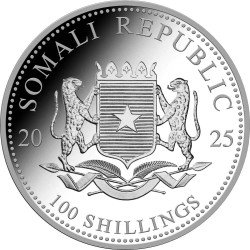 1 Unze Silber Silbermünze Somalia Elefant 2025 Teilvergoldet Gilded