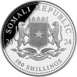 1 Unze Silber Silbermünze Somalia Elefant 2024 Teilvergoldet Gilded