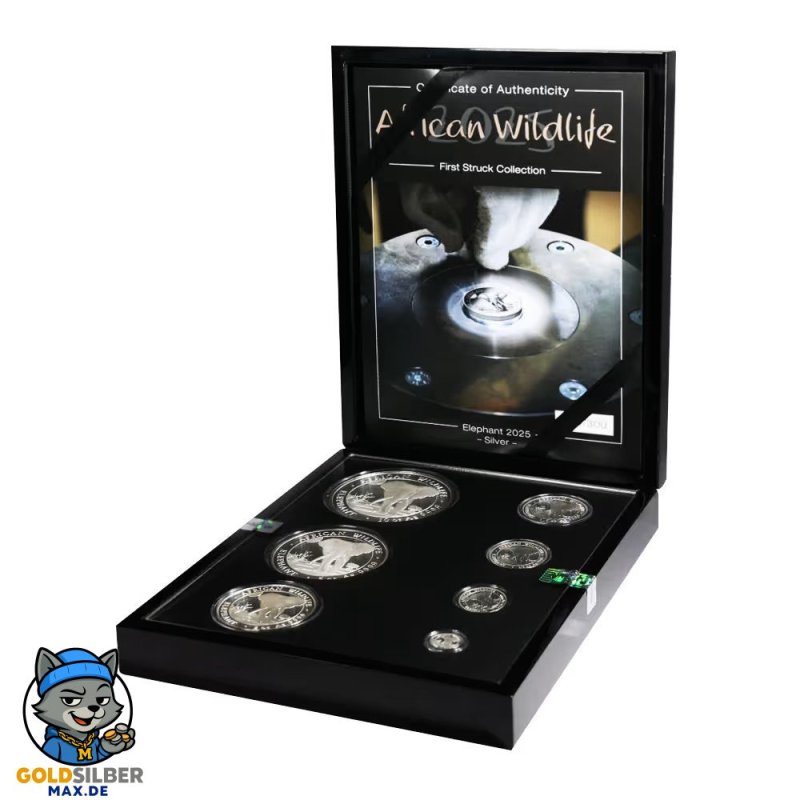 18,85 oz First Struck Set Silber Somalia Elefant 2025