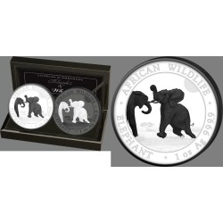 2 x1 oz Silber Somalia Elefant 2024 White Black Set