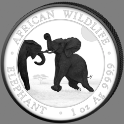 2 x1 oz Silber Somalia Elefant 2024 White Black Set