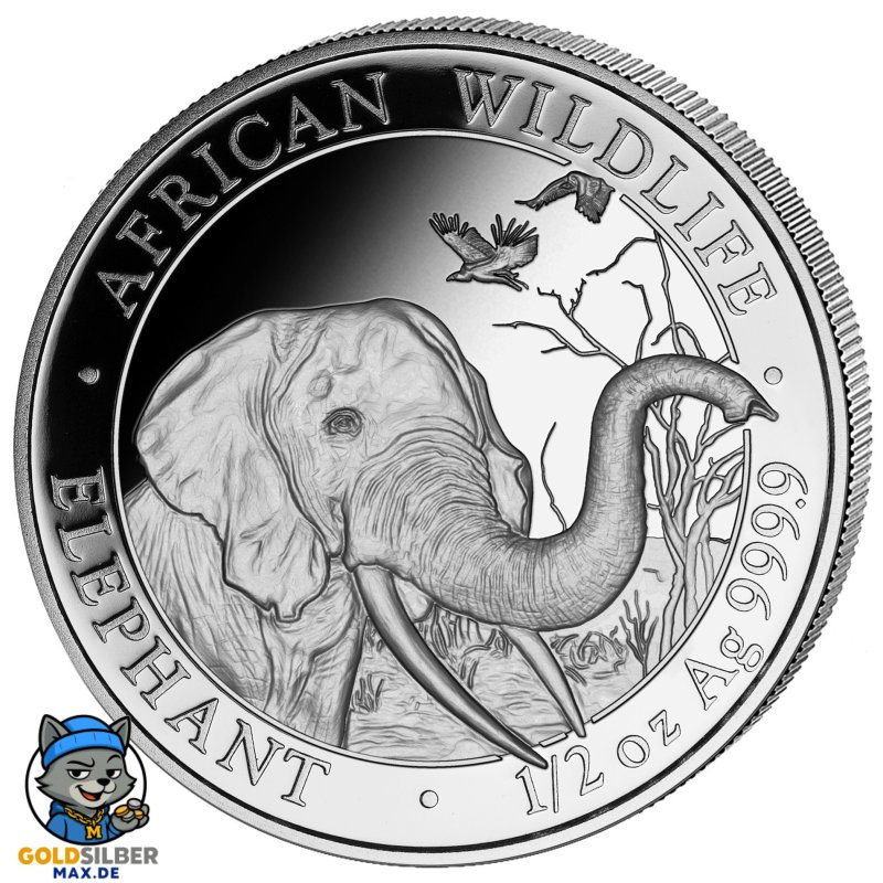 1/2 Unze oz  Silber Silbermünze Somalia Elefant 2018