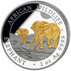 1 Unze Silber Silbermünze Somalia Elefant 2026 Teilvergoldet Gilded