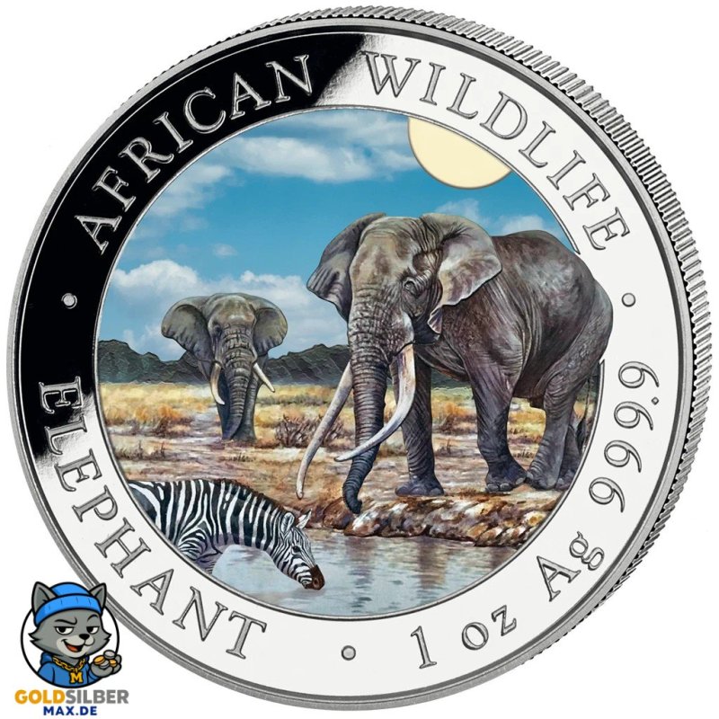 1 Unze Silber Silbermünze Somalia Elefant 2026 Coloriert