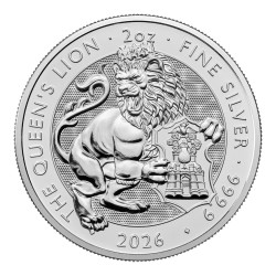 2 Unzen Queens Beasts Tudor Lion 2026 UK High Relief
