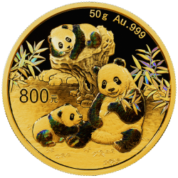 50 gramm g  Gold Unze China Panda Goldmünze 2025 Box