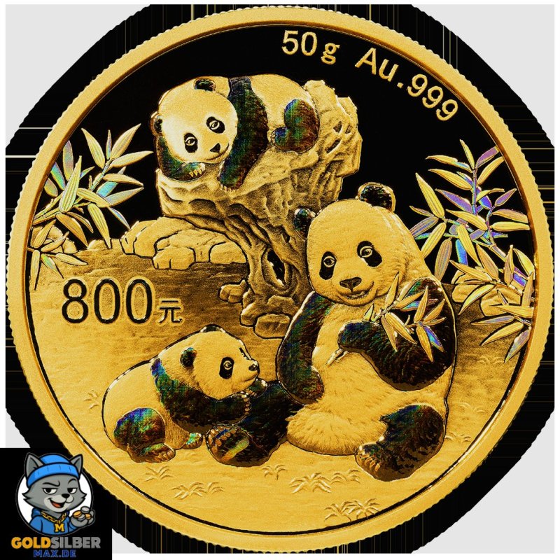50 gramm g  Gold Unze China Panda Goldmünze 2025 Box