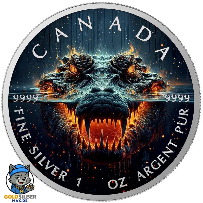 1 Unze Silber Maple Leaf 2025 – Evil Crocodile
