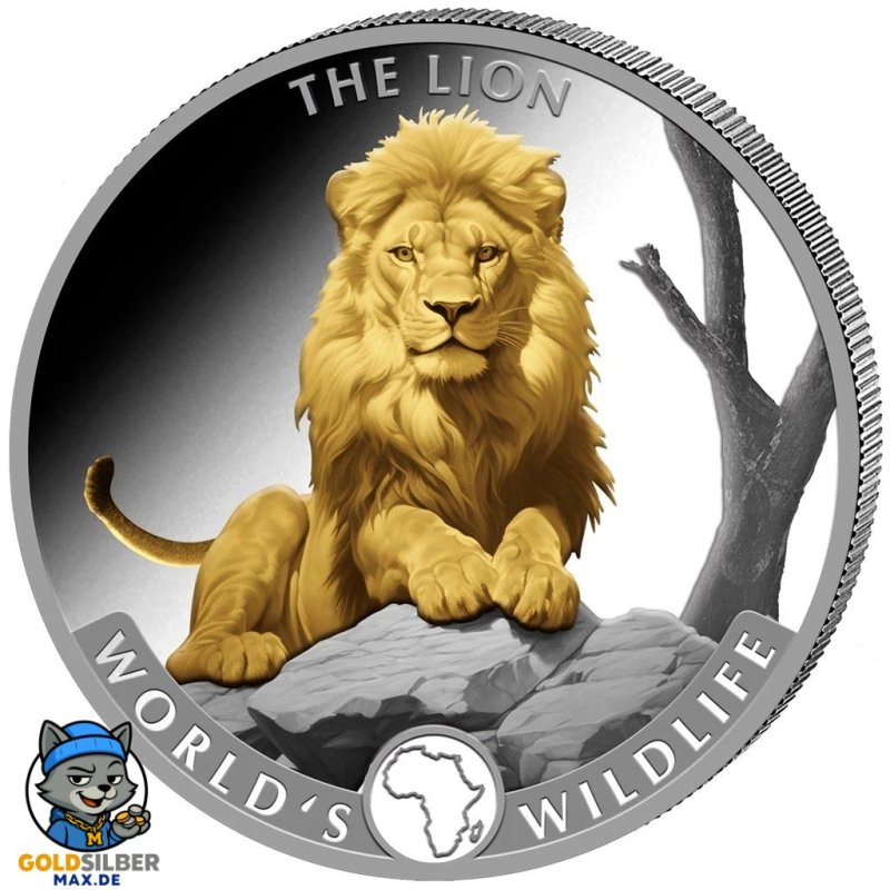 1 Unze Silber Lion Löwe Kongo 2025 gilded
