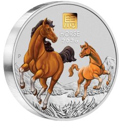 1 Kg Silber Pferd Lunar III 2026 farbig Privy 1 g Gold