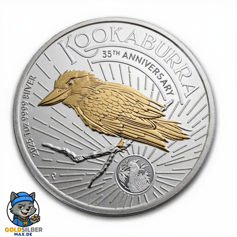 1 Unze Silber Silbermünze Kookaburra 2025 Gilded
