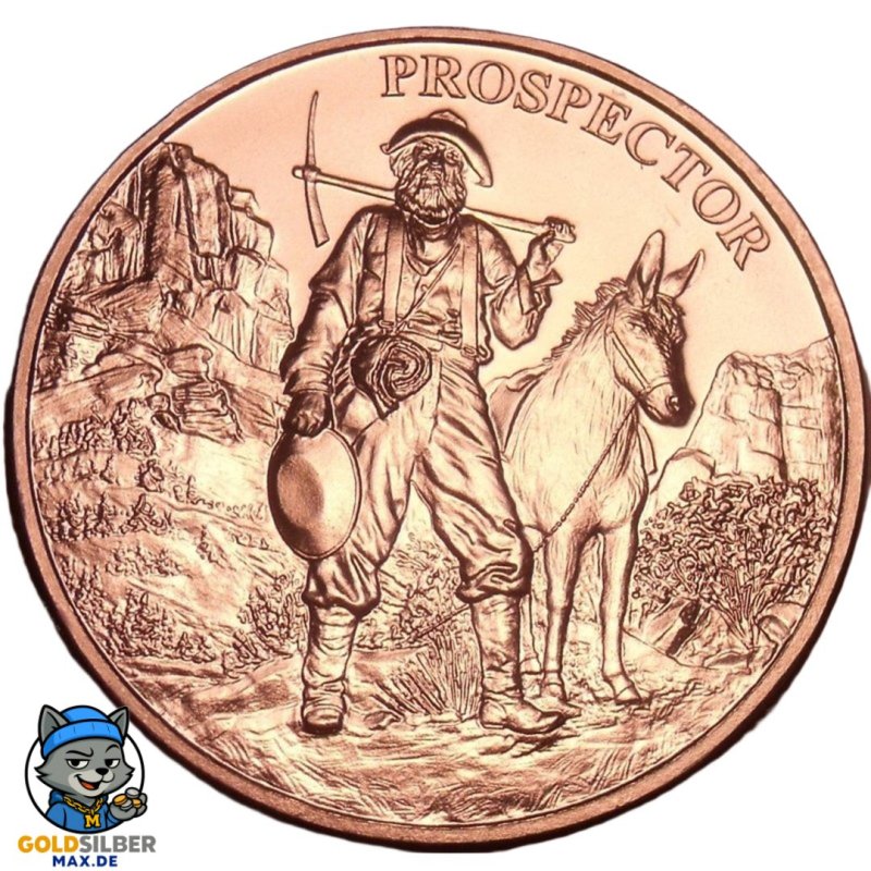 1 Unze Kupfer Prospector Round 999 Copper