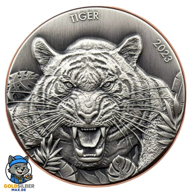 Double Giant Predators Tiger 2023 – 155 g Bi-Metall (Silber/Kupfer), Antique Finish