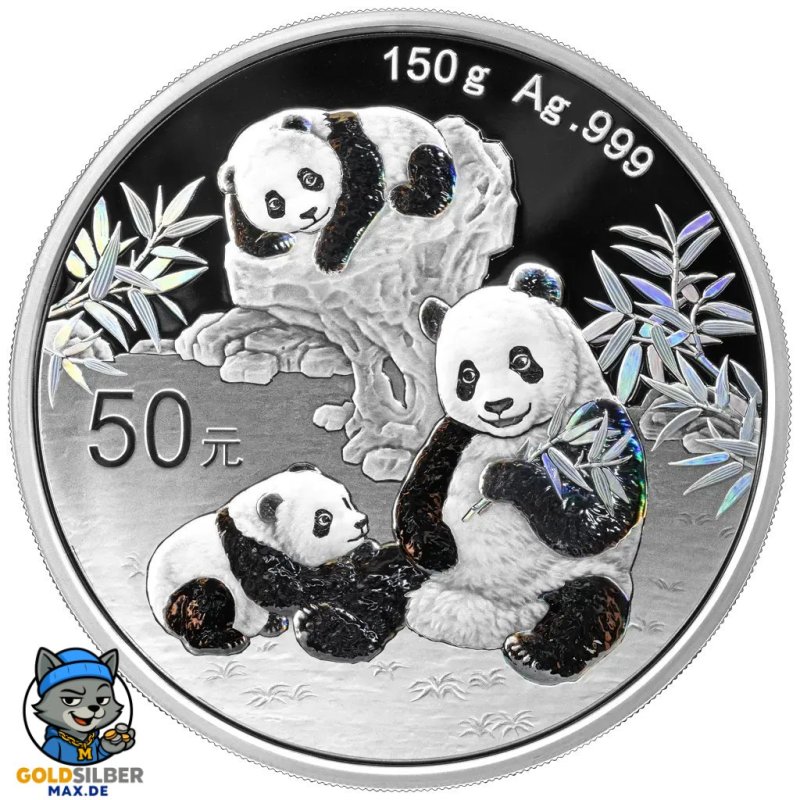 China Panda 2025 150 g  Silber Silbermünze PP