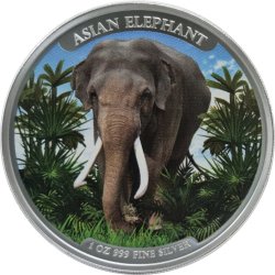 1 Unze Silber Cambodia elefant 2023 farbig
