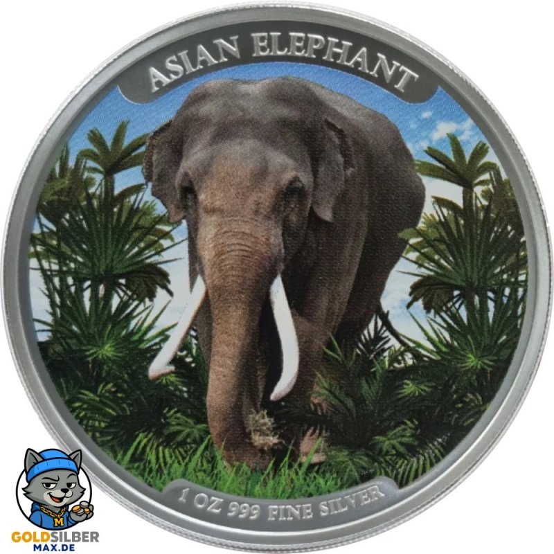 1 Unze Silber Cambodia elefant 2023 farbig
