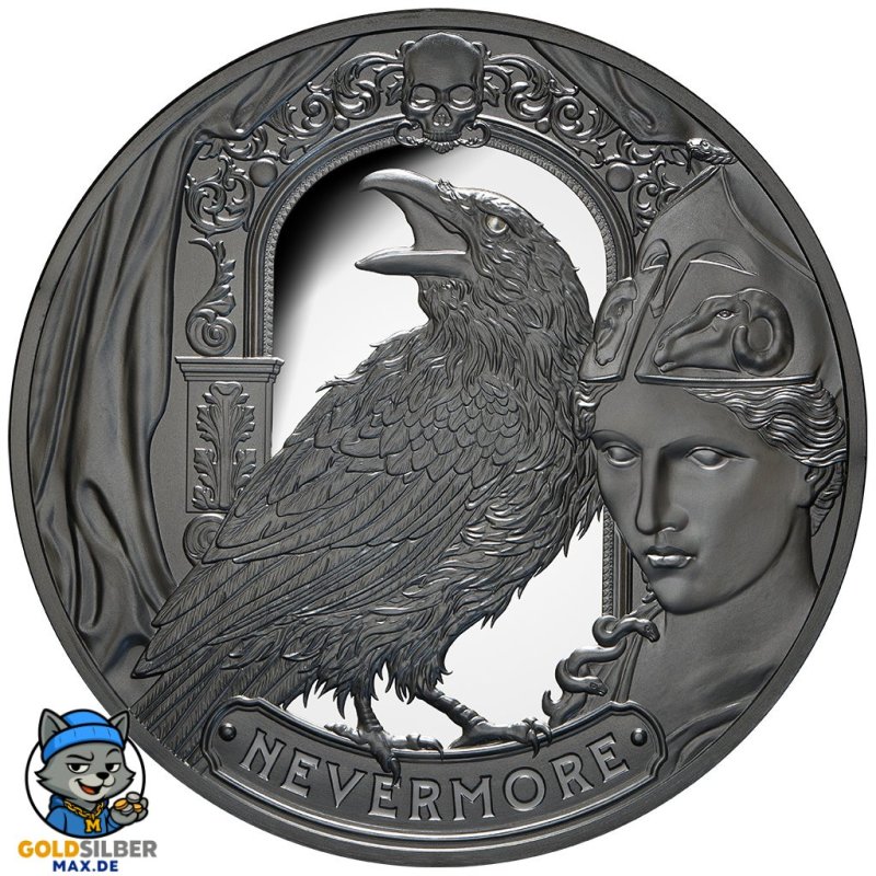 1 Unzen Silber Edgar Allan Poe - "Der Rabe" - 2025 - Black Proof