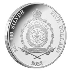 2 Unzen Silbermünze Meteorit Ultra High Relief 2023 farbig PP