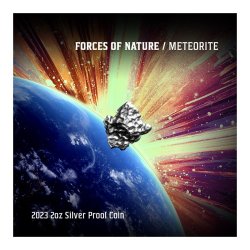 2 Unzen Silbermünze Meteorit Ultra High Relief 2023 farbig PP