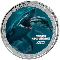 1 Unze Silber Prehistoric Life II Megalodon - Farbig