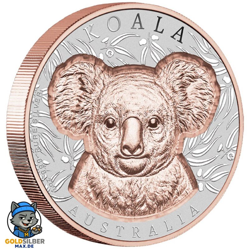 1 Unze oz Silber Koala Super Incuse mit Rose Gold Niue Box 2025