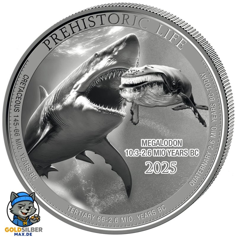 1 Unze Silber Prehistoric Life II Megalodon