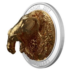 10 oz Silber Skulptur Puma / Cougar, gilded – Majestic Canadian Animals 2017