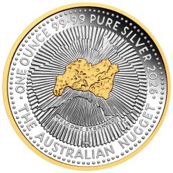 1 Unze Silber Australian Nugget 2026 – 40. Jubiläum – PP Gilded