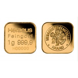 10 x 1 Gramm gr Goldbarren Heraeus Multidisc